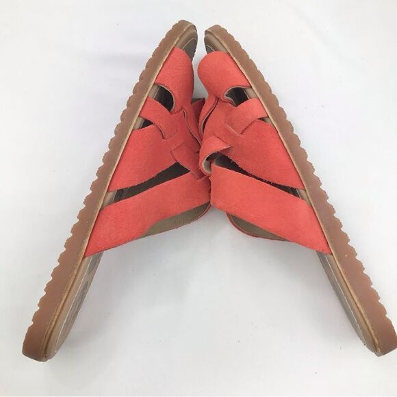 Sorel ELLA Orange Woven Suede Leather Slide Sandals - Picture 9 of 13